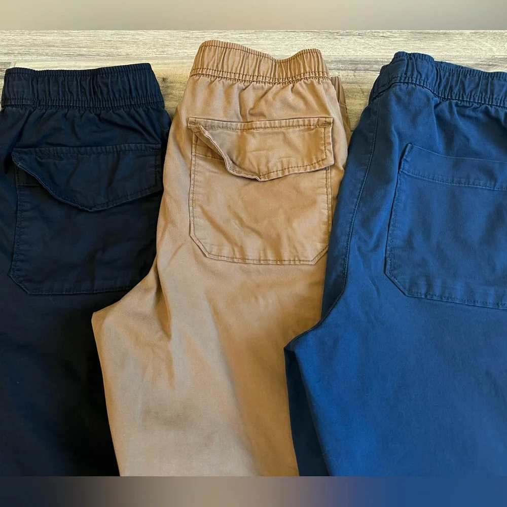 Old Navy Go Dry boys jogger twill khaki pants THREE pairs XL 14/16 - Picture 7 of 7